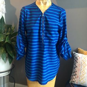Calvin Klein Striped LS Top - Size M - Blue.
